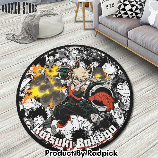 Katsuki bakugo manga mix round rug custom my hero academia anime circle carpet  rp5955539